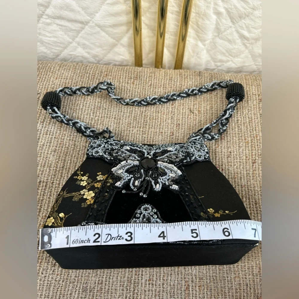 Vintage Rare Elegant Black Beaded Women's Bag 90s